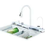 Zamery - vier de cuisine cascade multifonction blanc en acier inoxydable , evier de cuisine affichage ...