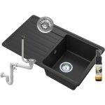 Granitan - vier en granit 1 compartiment �gouttoir siphon noir citron