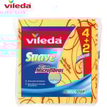 Chiffon jaune doux vileda lot 4 + 2 - microfibre 30% - 35x40cm - multiusages