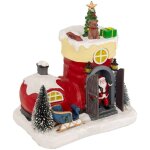 Village lumineux botte p�re no�l 11 led musical anim�