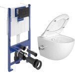 Pack wc bti sol mur villeroy & boch + wc sat avec bidet thermostatique + abattant softclose + plaque ...
