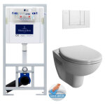 Pack wc bti - support villeroy & boch viconnect + wc vitra normus + abattant softclose + plaque blanche ...