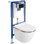 Villeroy&boch viconnect h112 wc - b�ti - support avec plaque de commande noir + lavita wc sofi slim gold ...