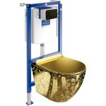 Villeroy&boch viconnect h112 wc - b�ti - support avec plaque de commande noir + lavita wc sofi slim golden ...