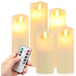 Vingo - swanew lot de 5 bougies led en cire avec tlcommande chronomtr lumires led vacillante fixe ...