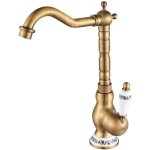 Ulisem - vintage basin faucet - kitchen sink mixer tap with 360 swivel ceramic handle in bronze