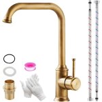 Vintage robinet cuisine laiton antique, retro mitigeur evier de cuisine bronze, pivotant � 360� mitigeur ...