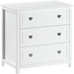 Vipack - commode 3 tiroirs 90x57x89 cm en pin blanc - amorena