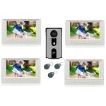 Visiophone avec 4 �crans pour maison � �tages avec lecteur rfid sur platine de rue