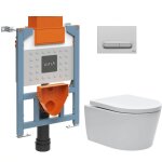 Vitra bti support 82cm + wc sans bride sat + abattant softclose + plaque chrome mat (vuni82sat - 5)