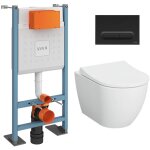 Vitra pack wc bti - support autoportant v - fix core + wc sans bride vitra s60 + abattant + plaque noire ...