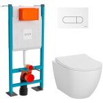Vitra pack wc mia suspendu cuvette carne fixations invisibles + bati support autoportant + plaque blanche ...