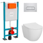 Vitra pack wc mia suspendu cuvette carne fixations invisibles + bati support autoportant + plaque chrome ...