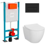 Vitra pack wc mia suspendu cuvette carne fixations invisibles + bati support autoportant + plaque noire ...