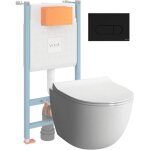 Vitra - pack wc suspendu sento blanc + bâti autoportant v - fix core + plaque round noir mat Vitra - pack wc suspendu sento blanc + bâti autoportant v - fix core + plaque round noir mat