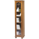 Vitrine 1 porte vitr�e ch�ne rustique 6 niches l 44. 2 h 182. 2 p 33 cm