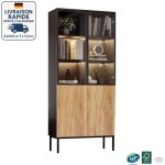 Vitrine 180 cm - meuble colonne vitrine salon - avec lumi�res led, biblioth�que, vitrine de collection ...