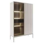 Vitrine 2 portes et 1 tiroir avec leds en mdf et verre fum� - beige et noir - ovila