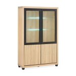 Alcos - vitrine 2 + 2 portes chêne wellington et noir nice Alcos - vitrine 2 + 2 portes chêne wellington et noir nice