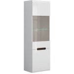 Vitrine 2 portes avec led darrel blanc laqu et bois