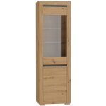 Petits - meubles - vitrine 2 portes led inclus kasla bois et anthracite