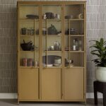 M&s - vitrine 3 portes 140x40x200 cm en métal miel - vitrae M&s - vitrine 3 portes 140x40x200 cm en métal miel - vitrae