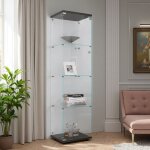 Vitrine 4 niveaux verre tremp scuris anti - clats, conception  simple porte, avec poigne mtal ...