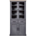 Vitrine 4 portes 2 tiroirs en pin massif teint� gris - fabio