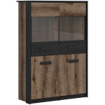 Vitrine � 4 portes, coloris ch�ne marron fonc� / ch�ne noir - longueur 100 x profondeur 41 x hauteur ...