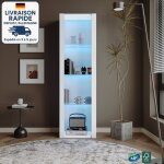 Modfu - vitrine 55x38x166cm - 3 compartiments en verre - bandes lumineuses led contrlables via une applicatio ...