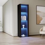 Vitrine 55x38x166cm finition haute brillance �clairage led pilot� par application panneau de particules ...