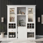 Vitrine armoire � led contemporain, meuble de rangement pour salon ou salle � manger, blanc