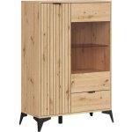 Vitrine basse � 2 portes et un tiroir, coloris ch�ne artisan - longueur 90 x profondeur 41 x hauteur ...