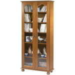 Vitrine biblioth�que 2 portes vitr�es ch�ne 6 niches l 82. 4 h 182. 2 p 33 cm