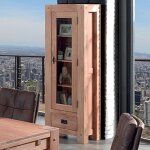 Vitrine bois massif 1 porte 1 tiroir 59cm lodge casita - 59x40x180 cm - kayu meuble