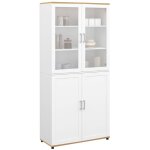 Idmarket - vitrine buffet haut h. 176 cm vaisselier vito 4 portes blanc et bois Idmarket - vitrine buffet haut h. 176 cm vaisselier vito 4 portes blanc et bois