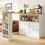 Vitrines - bureau - 4 tiroirs - �tag�res ouvertes - table pivotante 360� - blanc - 105x39x102 cm