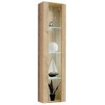Vitrine fly 1 porte vitrée - coloris chêne clair - led Vitrine fly 1 porte vitrée - coloris chêne clair - led