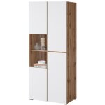 Meublorama - vitrine havana ? lgance pure en chne clair et blanc mat - sans led