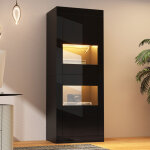 Vitrine laqu�e brillante 61 x 42 x 162 cm - avec �clairage led - 2 portes - �tag�res en verre r�glables ...