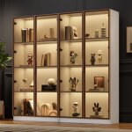 Modfu - vitrine led 80 x 40 x 160 cm (taille unique), meuble haut de salle de bain, meuble de rangement, ...