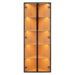 Vitrine led en verre 62 x 35 x 160 cm ? ext�rieur ch�ne, bande lumineuse int�gr�e, armoire en verre tremp� ...