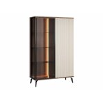 Mobilier1 ? �tag�re ferm�e 147x103x39cm ? stratifi�, verre tremp�, mdf ? �clairage led, pieds en m�tal, ...