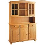 Vitrine meuble de rangement en pin massif coloris miel - longueur 130 x profondeur 42 x hauteur 197 cm ...