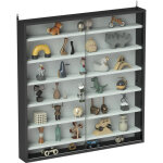 Vitrine murale 6 �tag�res r�glables, pr�sentoir collection, meuble exposant pour objets, verre et aglom�r�, ...