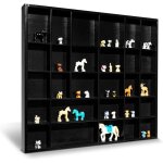 Vitrine murale bois noire 28 compartiments - 44, 5 x 40 x 3 cm