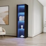 Wishdor - vitrine noire brillance, vitrine led, vitrine salon avec 3 étagères en verre, 55 x38x166 cm ... Wishdor - vitrine noire brillance, vitrine led, vitrine salon avec 3 étagères en verre, 55 x38x166 cm ...