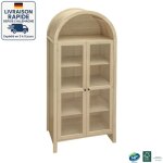 Modfu - vitrine salon 178 cm - scandinave - armoire haute multifonctionnelle arque - bois certifi pefc ...