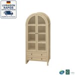 Modfu - vitrine salon 178 cm - scandinave - une porte en verre acrylique transparent, une armoire haute ...