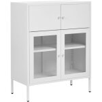 Vitrine scandinave en m�tal � 2 portes et 2 portes vitr�es blanche esholt